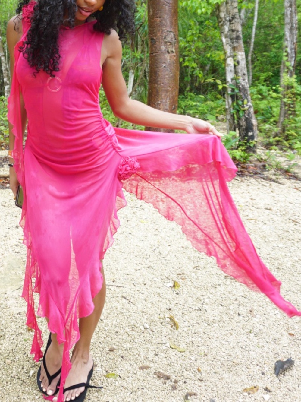 Pink flowy cover up